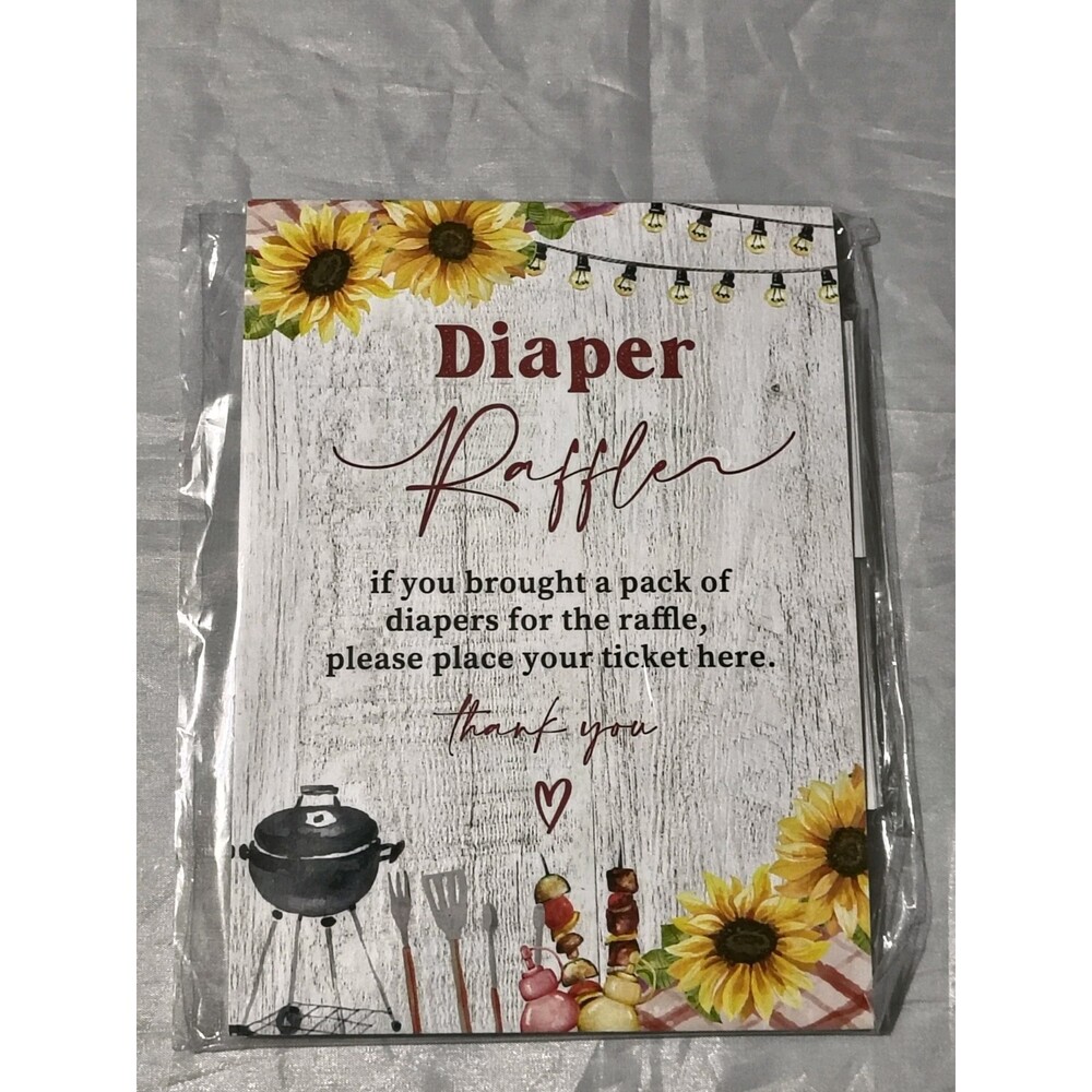 BBQ Baby Shower Table Sign, Cards and Gifts Sign Diaper Raffle